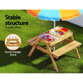 Keezi Kids Picnic Table Chairs Umbrella Sand Water Pit Set