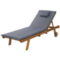 Gardeon Wooden Sun Lounge Outdoor Furniture Grey Wheels Day Bed