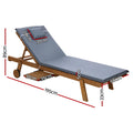 Gardeon 2x Wooden Sun Lounge Lounger Outdoor Patio Furniture Grey