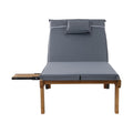 Gardeon 2x Wooden Sun Lounge Lounger Outdoor Patio Furniture Grey