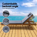 Gardeon 2x Wooden Sun Lounge Lounger Outdoor Patio Furniture Grey
