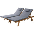 Gardeon 2x Wooden Sun Lounge Lounger Outdoor Patio Furniture Grey
