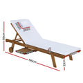 Gardeon Wooden Sun Lounge Daybed w/ Wheels White Outdoor Furniture