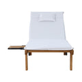 Gardeon Wooden Sun Lounge Daybed w/ Wheels White Outdoor Furniture