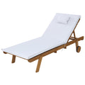 Gardeon Wooden Sun Lounge Daybed w/ Wheels White Outdoor Furniture