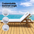 Gardeon Sun Lounge Wooden Lounger Outdoor Furniture Wheels White
