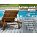 Gardeon Sun Lounge Wooden Lounger Outdoor Furniture Wheels White