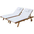 Gardeon Sun Lounge Wooden Lounger Outdoor Furniture Wheels White
