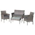 Gardeon 4 Seater Wicker Outdoor Sofa Set Grey Table Chair
