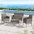Gardeon 4 Seater Wicker Outdoor Sofa Set Grey Table Chair