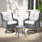 Gardeon 3PC Outdoor Wicker Swivel Bistro Set Grey Cushions