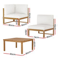 Gardeon 4 Seater Outdoor Sofa Set 5 Piece Wooden Lounge