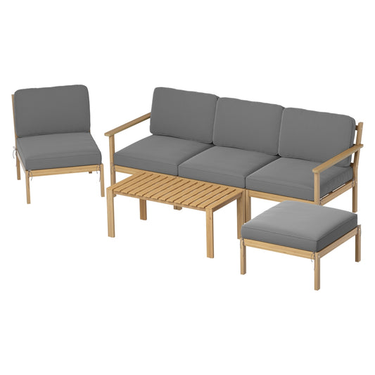 Gardeon 5-Seater Outdoor Sofa Set Wooden Lounge 6pcs
