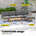 Gardeon 5-Seater Outdoor Sofa Set Wooden Lounge 6pcs
