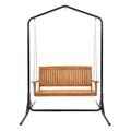 Gardeon Wooden 2-Seater Outdoor Swing Chair with Black Stand Hanging Chair Patio Furniture