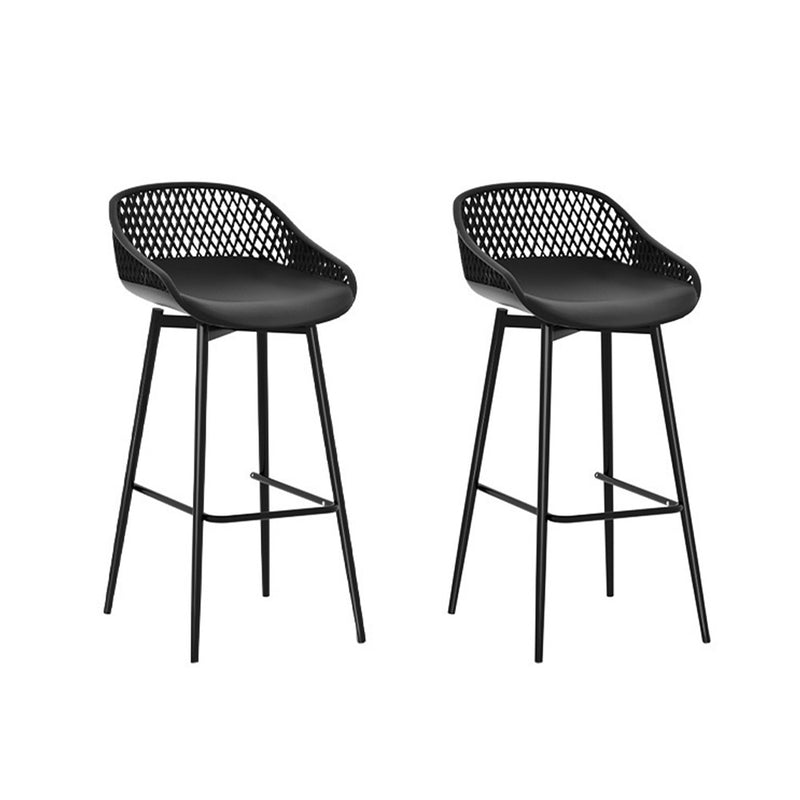 Gardeon 2x Outdoor Bar Stools Black Plastic