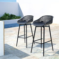 Gardeon 2x Outdoor Bar Stools Black Plastic