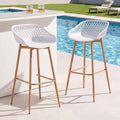 Gardeon 2PC Outdoor Bar Stools Plastic Metal Dining Chair Patio Furniture White