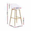 Gardeon 2PC Outdoor Bar Stools Plastic Metal Dining Chair Patio Furniture White