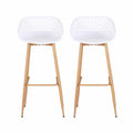 Gardeon 2PC Outdoor Bar Stools Plastic Metal Dining Chair Patio Furniture White