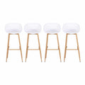 Gardeon 4-Piece Outdoor Bar Stools Plastic Metal Dining Chair Balcony White