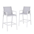 Gardeon 2PC Outdoor Bar Stools Dining Chairs Patio Furniture Garden Steel Textilene White