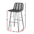 Gardeon Outdoor Bar Stools Rattan Black 2 Piece Set