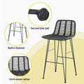 Gardeon Outdoor Bar Stools Rattan Black 2 Piece Set