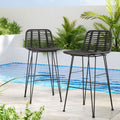 Gardeon Outdoor Bar Stools Rattan Black 2 Piece Set