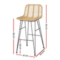 Gardeon Outdoor Bar Stools 2x Rattan Natural Wicker