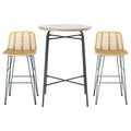 Gardeon 3 Piece Outdoor Wicker Bar Set Patio Bistro Table Chairs