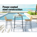 Gardeon 3 Piece Outdoor Wicker Bar Set Patio Bistro Table Chairs