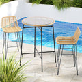 Gardeon 3 Piece Outdoor Wicker Bar Set Patio Bistro Table Chairs