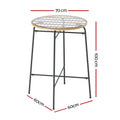 Gardeon Wicker Bar Table Glass Top Outdoor Bistro Patio Dining
