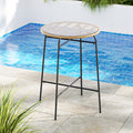 Gardeon Wicker Bar Table Glass Top Outdoor Bistro Patio Dining