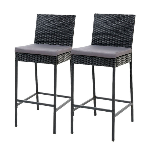 Gardeon Outdoor Bar Stools 2pc Rattan Wicker Dining Chair Set