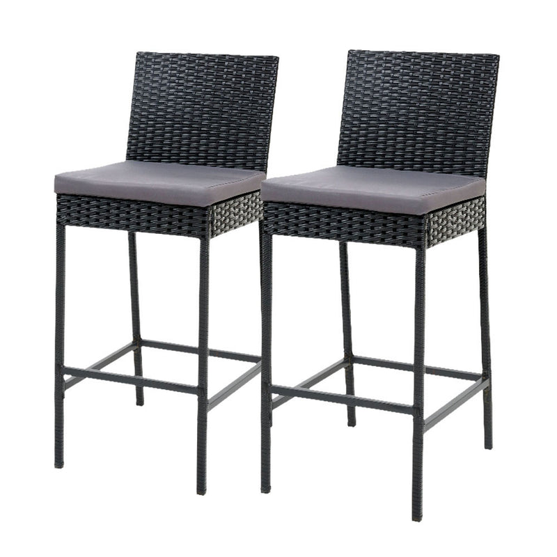 Gardeon Outdoor Bar Stools 2pc Rattan Wicker Dining Chair Set