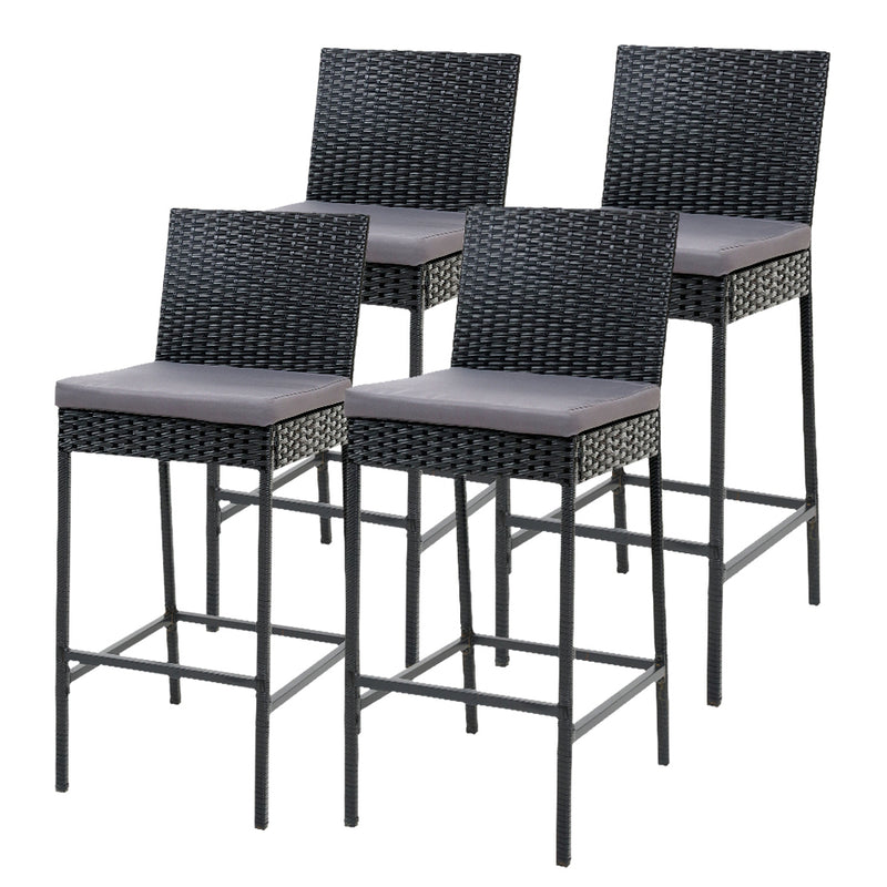 Gardeon Outdoor Bar Stools 4pce Rattan Dining Chair Set