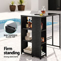Gardeon Outdoor Bar Table Wicker Bistro Patio Furniture Black Glass