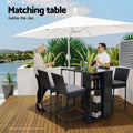 Gardeon Outdoor Bar Table Wicker Bistro Patio Furniture Black Glass