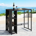 Gardeon Outdoor Bar Table Wicker Bistro Patio Furniture Black Glass