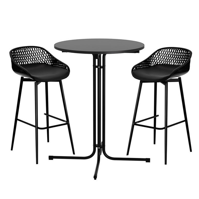Gardeon 3PC Outdoor Bar Set Stools Dining Chairs Table Patio
