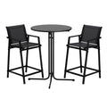 Gardeon Outdoor Bar Set 3PC Bistro Dining Table Stools Steel Black