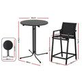 Gardeon Outdoor Bar Set 3PC Bistro Dining Table Stools Steel Black