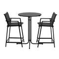 Gardeon Outdoor Bar Set 3PC Bistro Dining Table Stools Steel Black