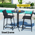 Gardeon Outdoor Bar Set 3PC Bistro Dining Table Stools Steel Black