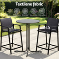 Gardeon Outdoor Bar Set 3PC Bistro Dining Table Stools Steel Black