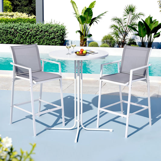 Gardeon 3PC Outdoor Bar Set White Steel Bistro Dining Stools Table