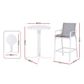 Gardeon 3PC Outdoor Bar Set White Steel Bistro Dining Stools Table