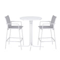 Gardeon 3PC Outdoor Bar Set White Steel Bistro Dining Stools Table